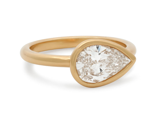 Beladora 'Bespoke' Pear Shape Diamond Pinky Ring, 0.97 carat G/SI2, in 18K Gold