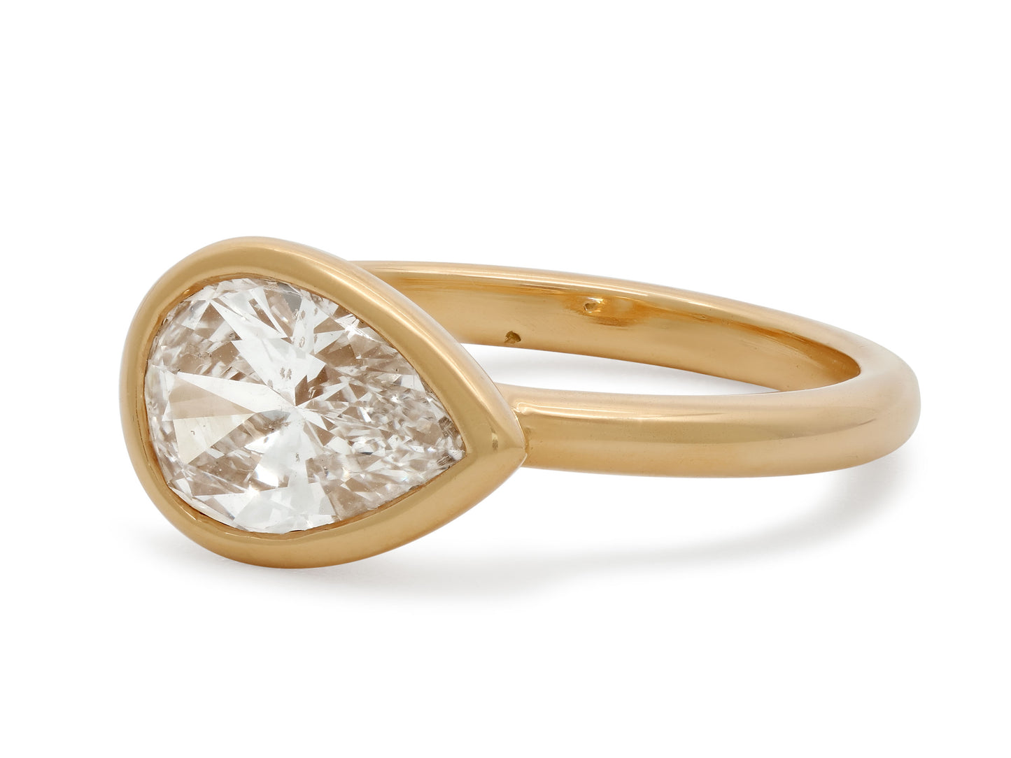 Beladora 'Bespoke' Pear Shape Diamond Pinky Ring, 0.97 carat G/SI2, in 18K Gold