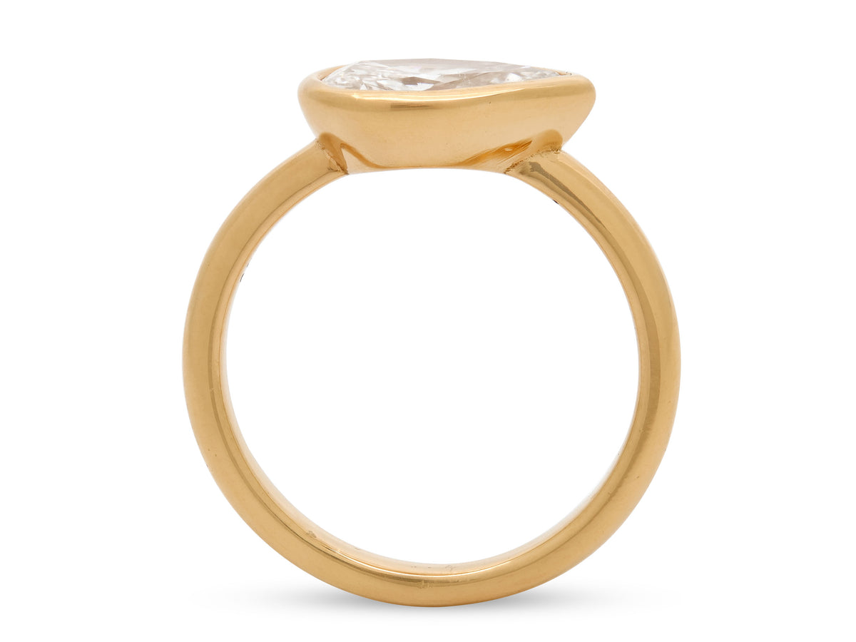 Beladora 'Bespoke' Pear Shape Diamond Pinky Ring, 0.97 carat G/SI2, in 18K Gold