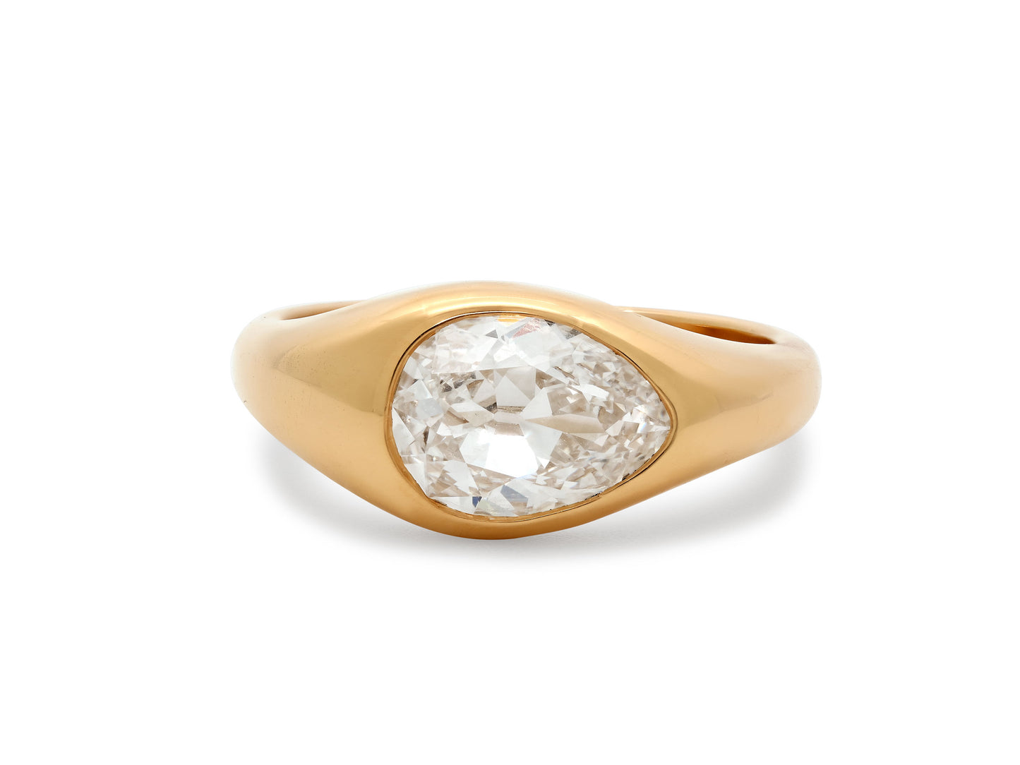Beladora 'Bespoke' Old Cut Pear Diamond Ring, 1.63 carat I/VS2, in 18K Gold