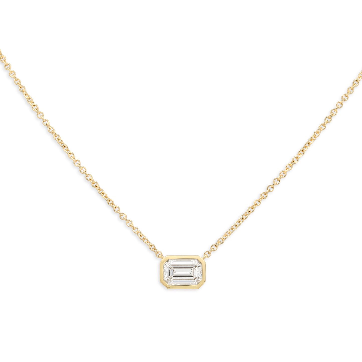 Beladora 'Bespoke' Emerald Cut Diamond Pendant Necklace, 1.33 carat G/VS1, in 18K Gold