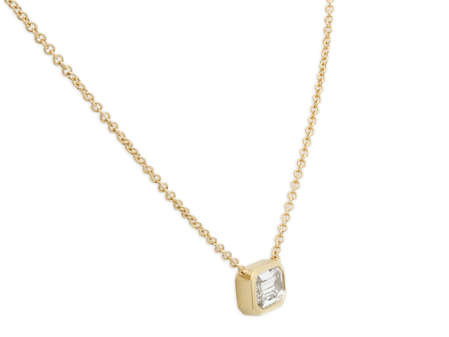 Beladora 'Bespoke' Emerald Cut Diamond Pendant Necklace, 1.33 carat G/VS1, in 18K Gold
