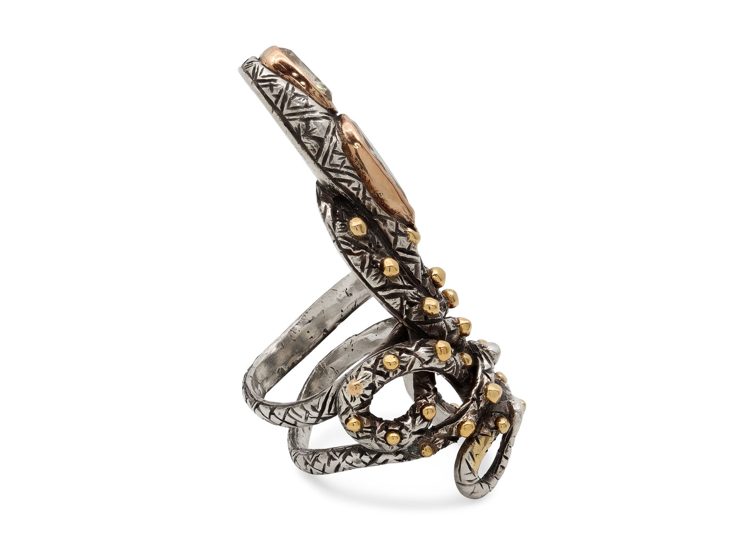 Codognato Diamond Snake Ring in 18K Gold and Silver