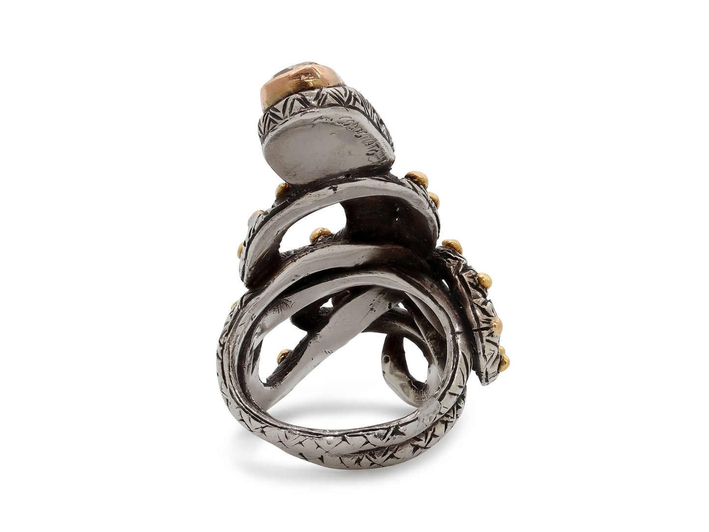 Codognato Diamond Snake Ring in 18K Gold and Silver