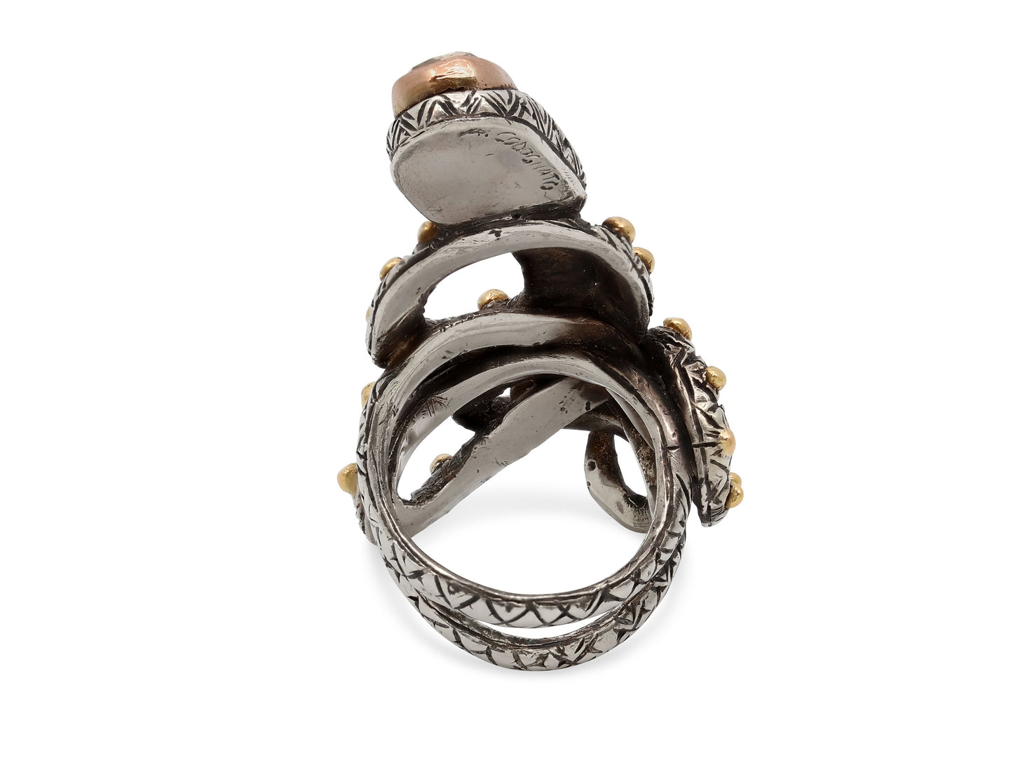 Codognato Diamond Snake Ring in 18K Gold and Silver