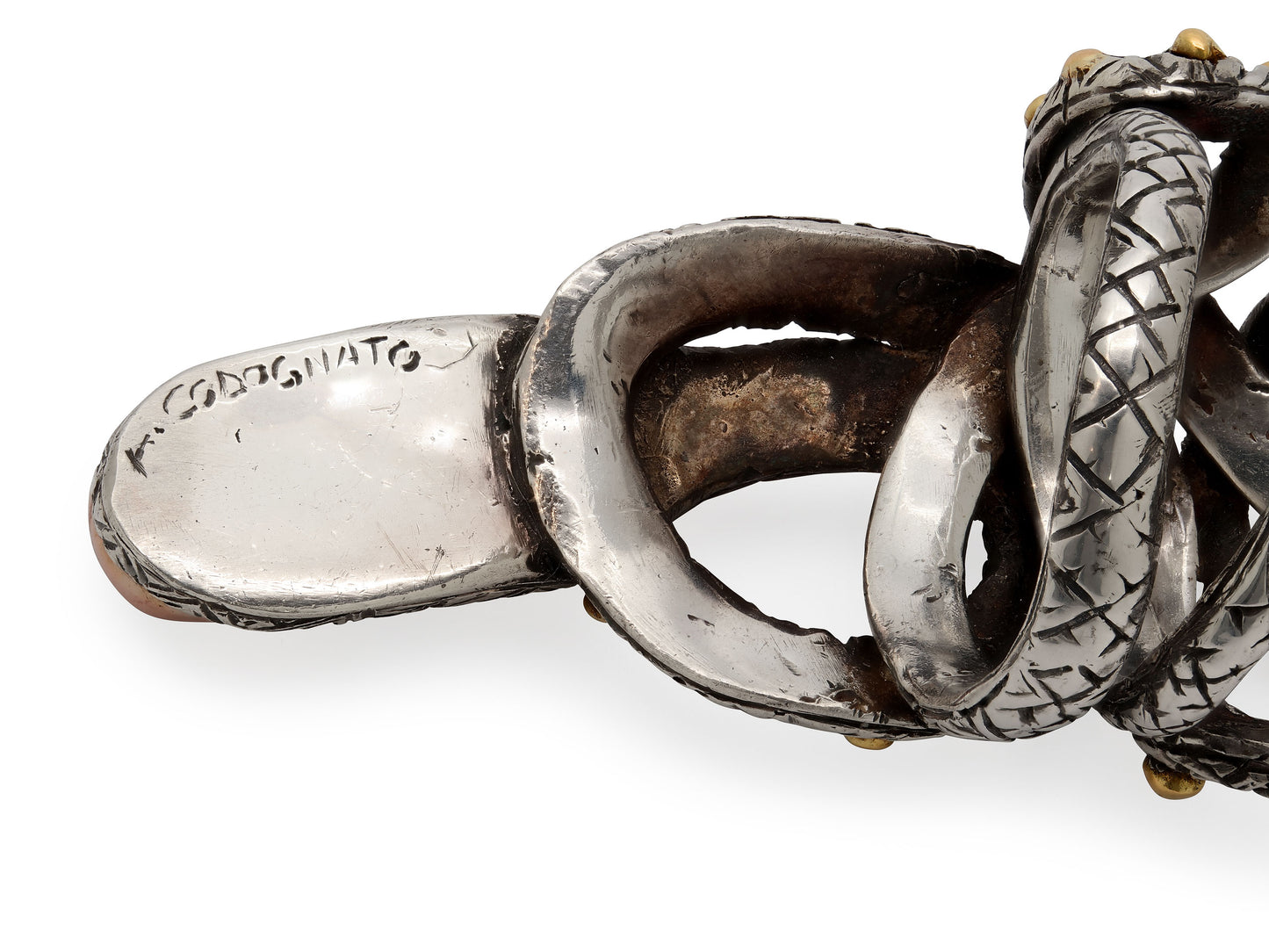 Codognato Diamond Snake Ring in 18K Gold and Silver