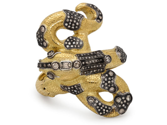 Codognato Diamond Snake Bangle in 18K Gold and Silver