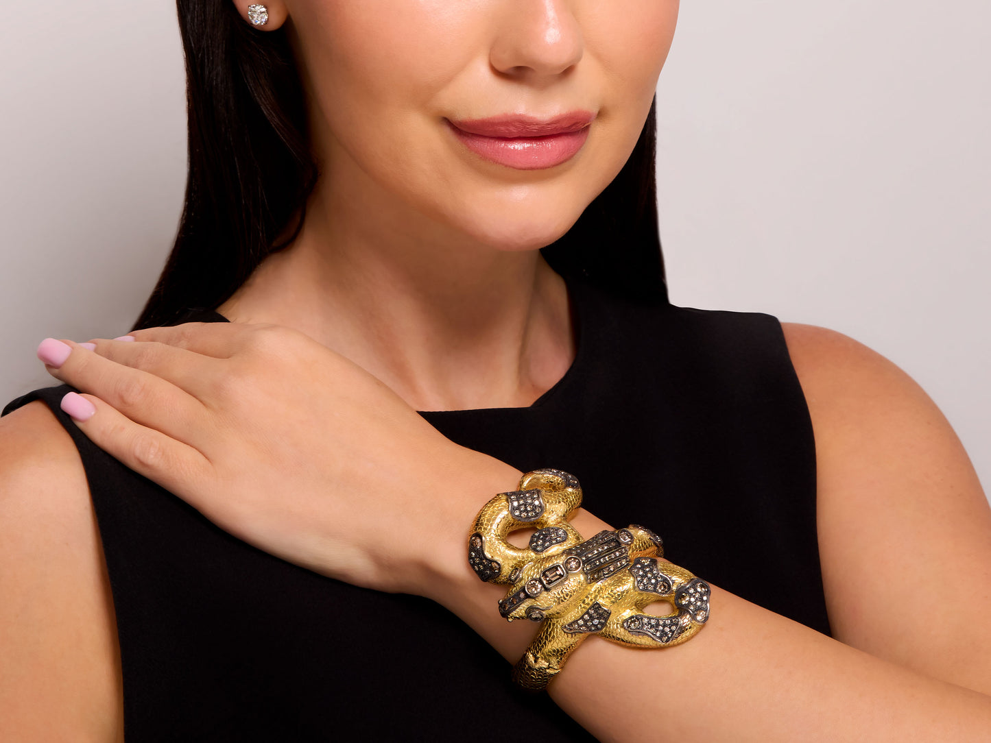 Codognato Diamond Snake Bangle in 18K Gold and Silver