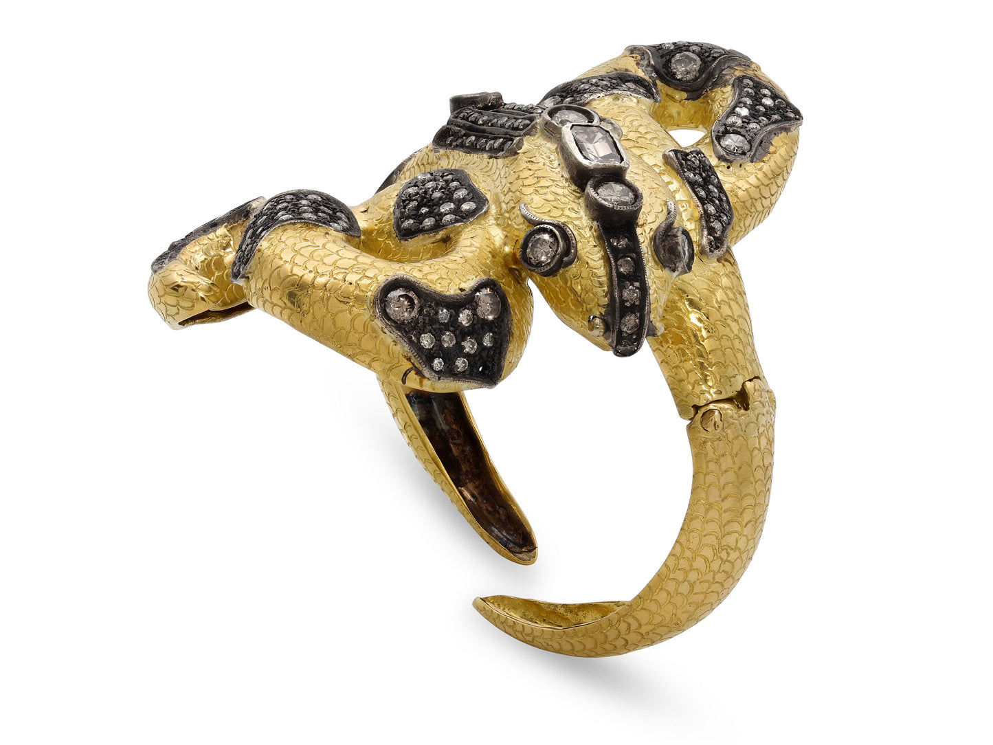 Codognato Diamond Snake Bangle in 18K Gold and Silver
