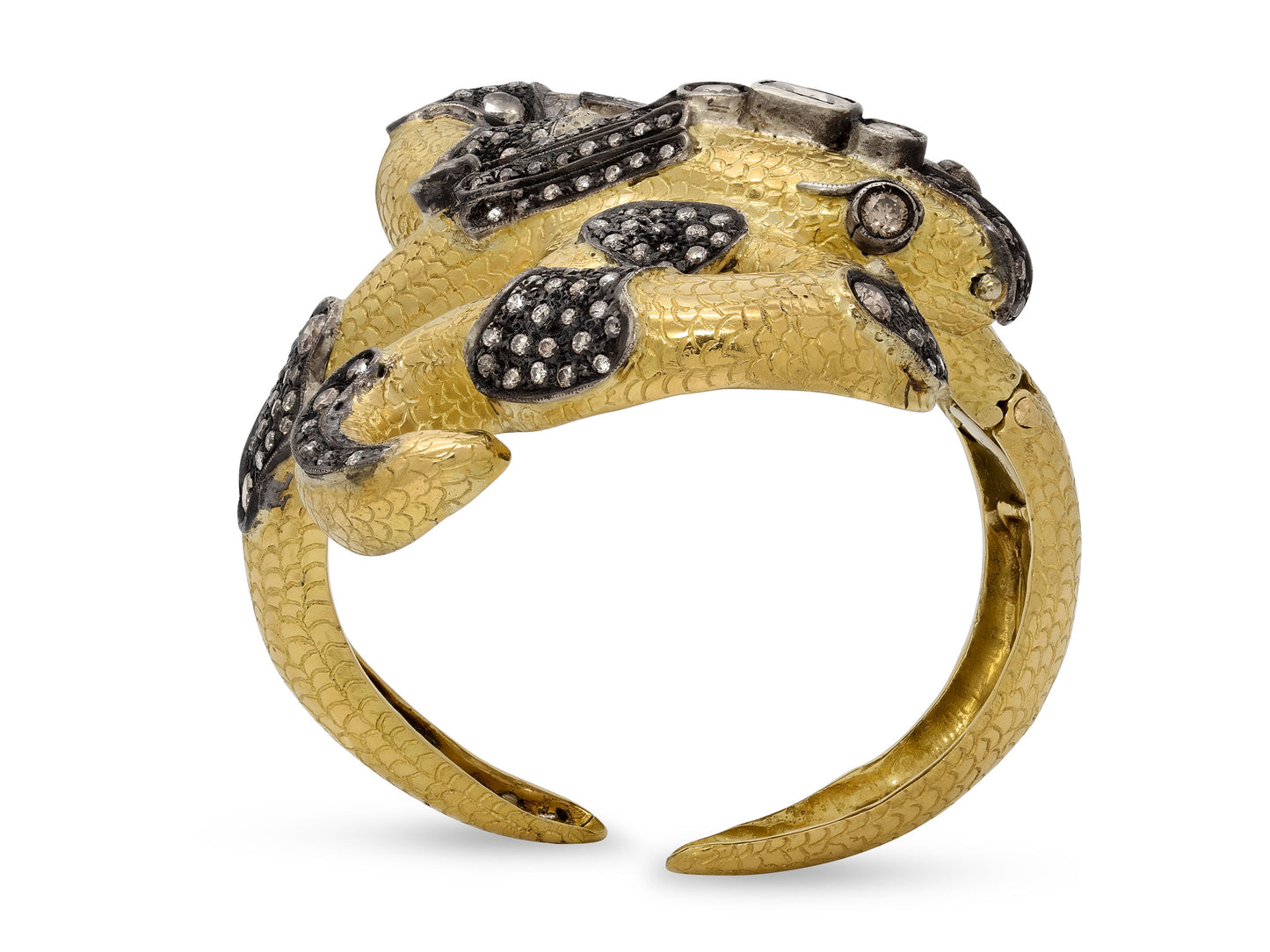 Codognato Diamond Snake Bangle in 18K Gold and Silver