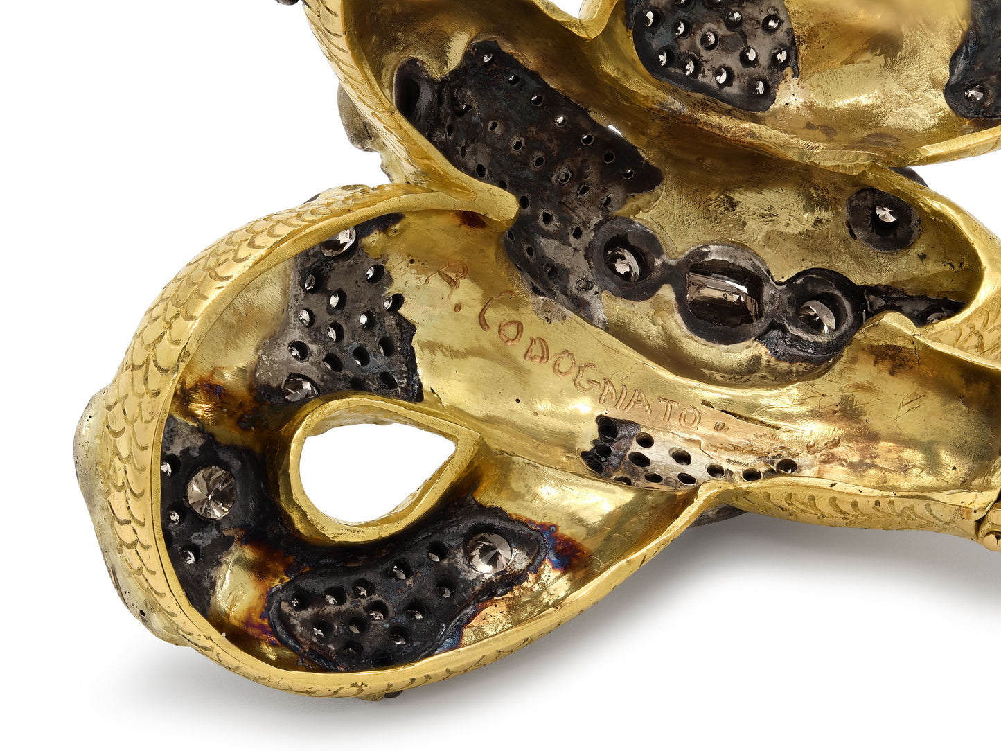 Codognato Diamond Snake Bangle in 18K Gold and Silver