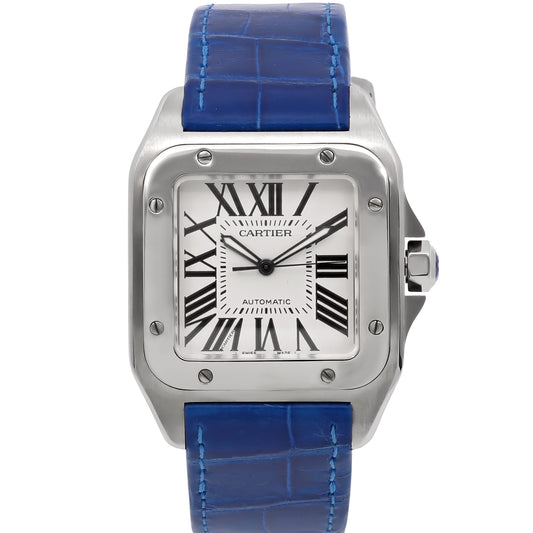 Cartier 'Santos 100' Watch in Steel, 38 mm