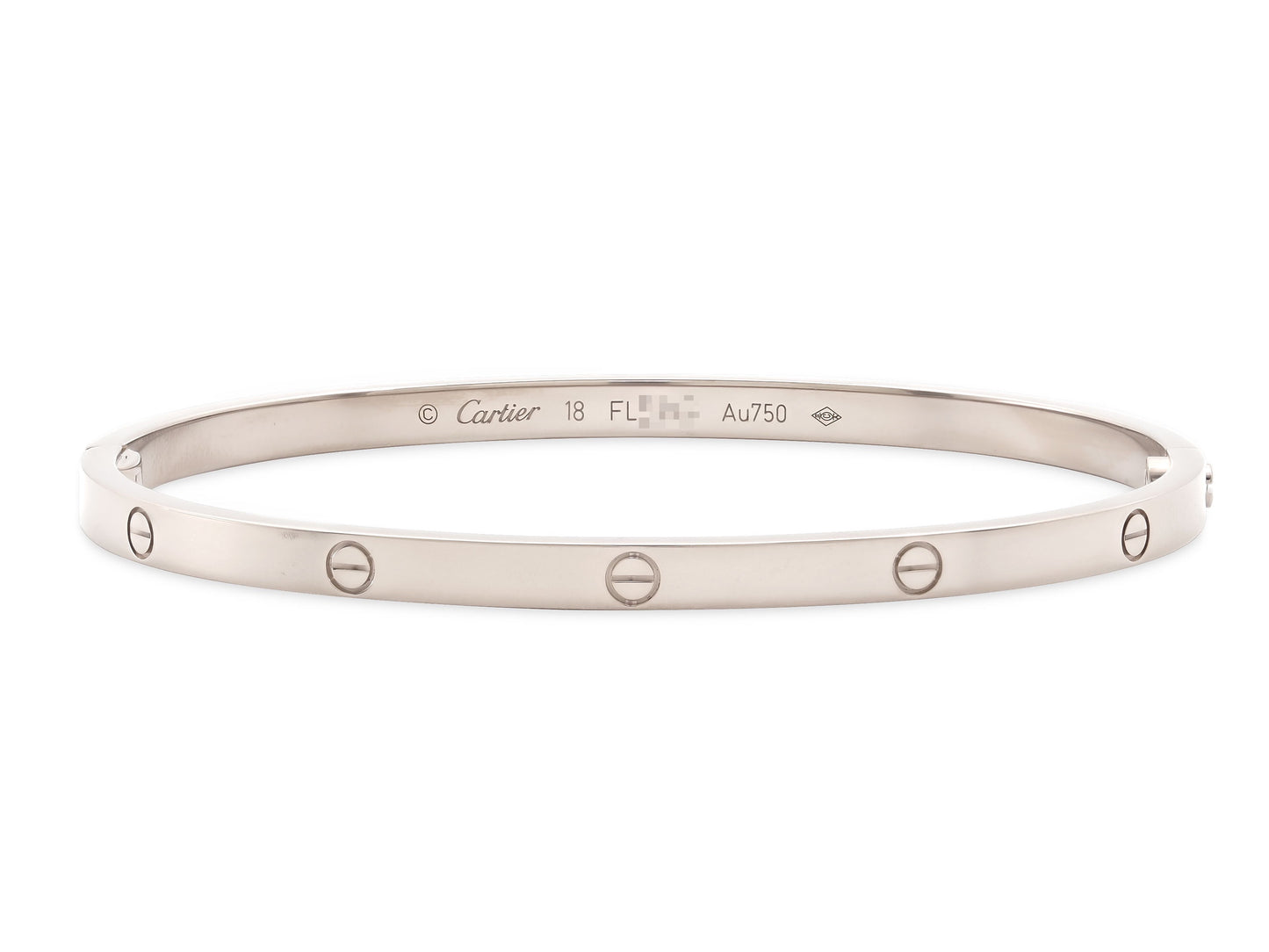 Cartier 'Love' Bracelet in 18K White Gold, Small Model, Size 18