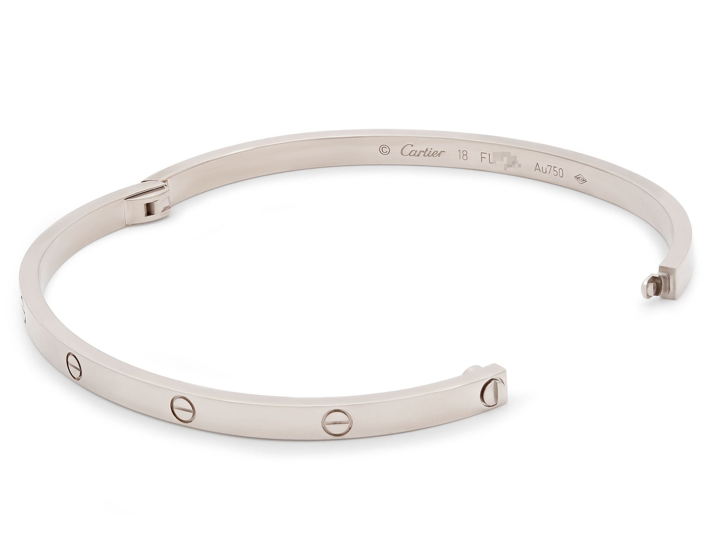 Cartier 'Love' Bracelet in 18K White Gold, Small Model, Size 18