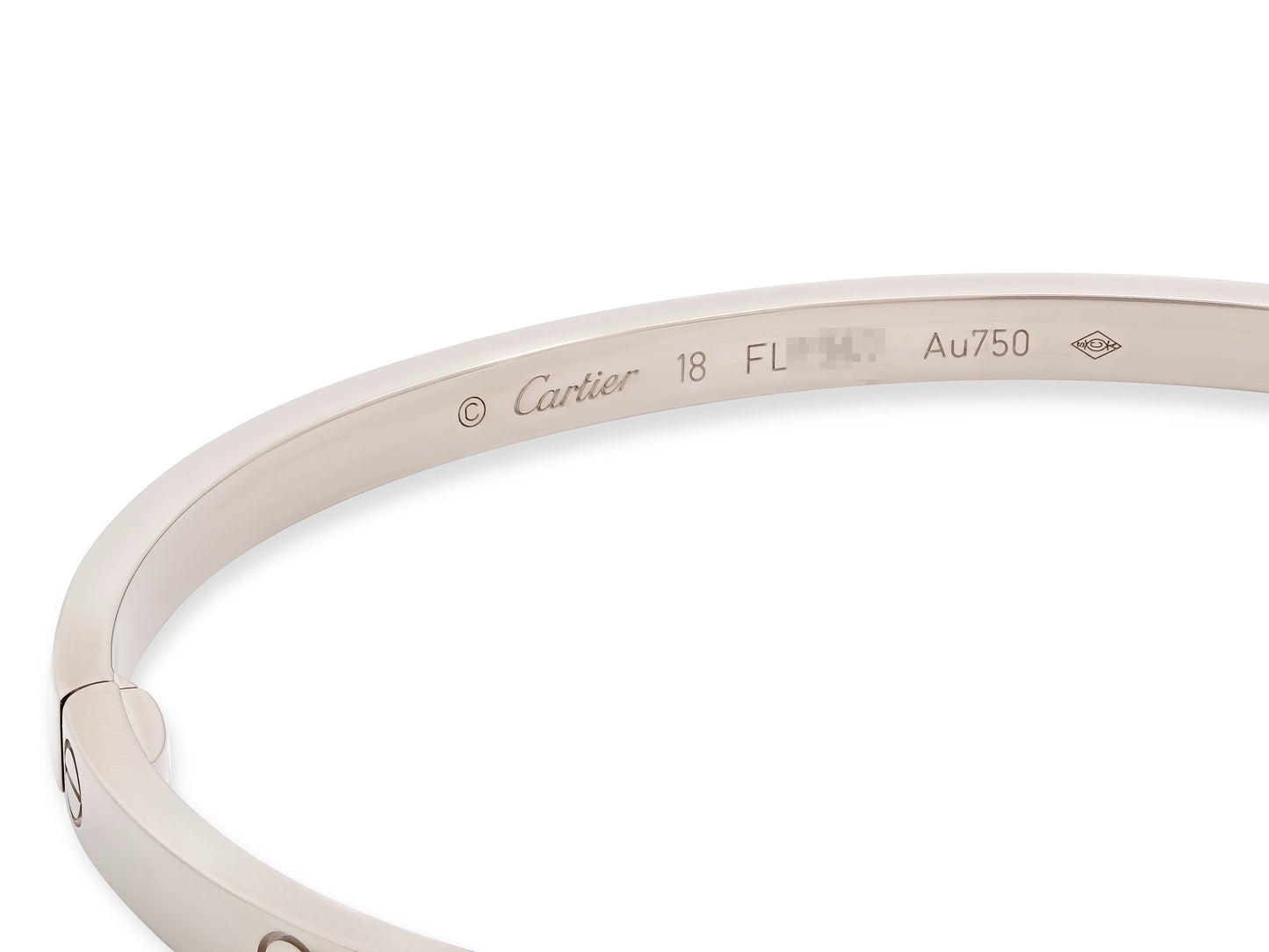Cartier 'Love' Bracelet in 18K White Gold, Small Model, Size 18