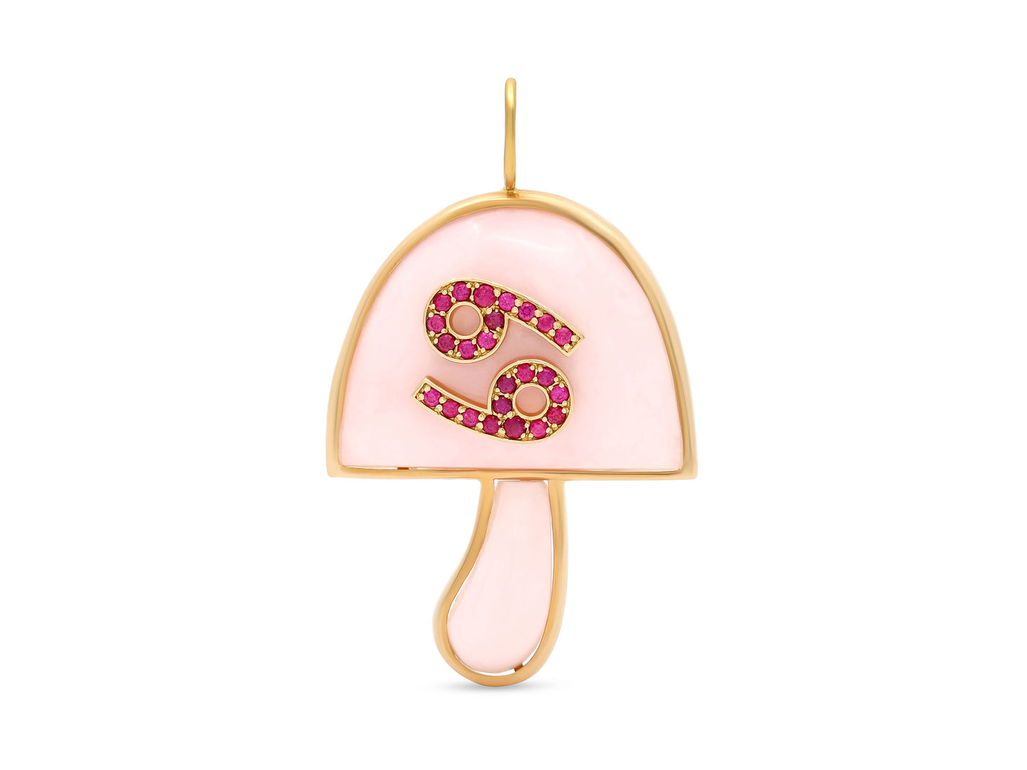 Brent Neale 'Large Magic Mushroom' Opal and Ruby Pendant in 18K Gold, Cancer Zodiac