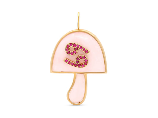Brent Neale 'Large Magic Mushroom' Opal and Ruby Pendant in 18K Gold, Cancer Zodiac