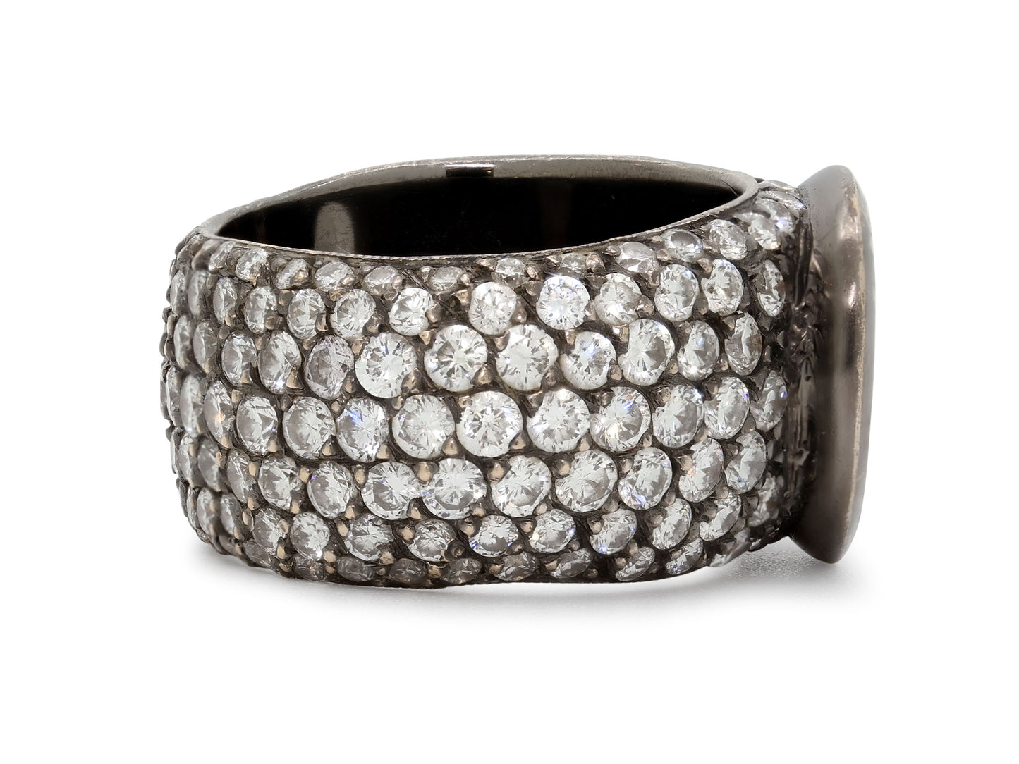Loree Rodkin Carved Rock Crystal and Diamond Ring in 18K Blackened Gold