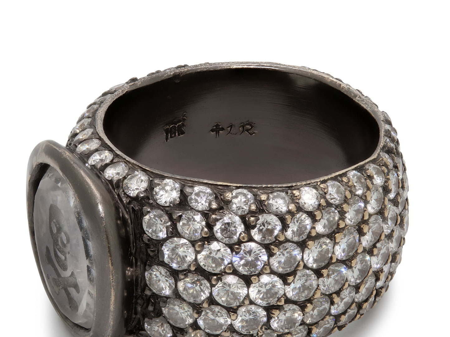 Loree Rodkin Carved Rock Crystal and Diamond Ring in 18K Blackened Gold