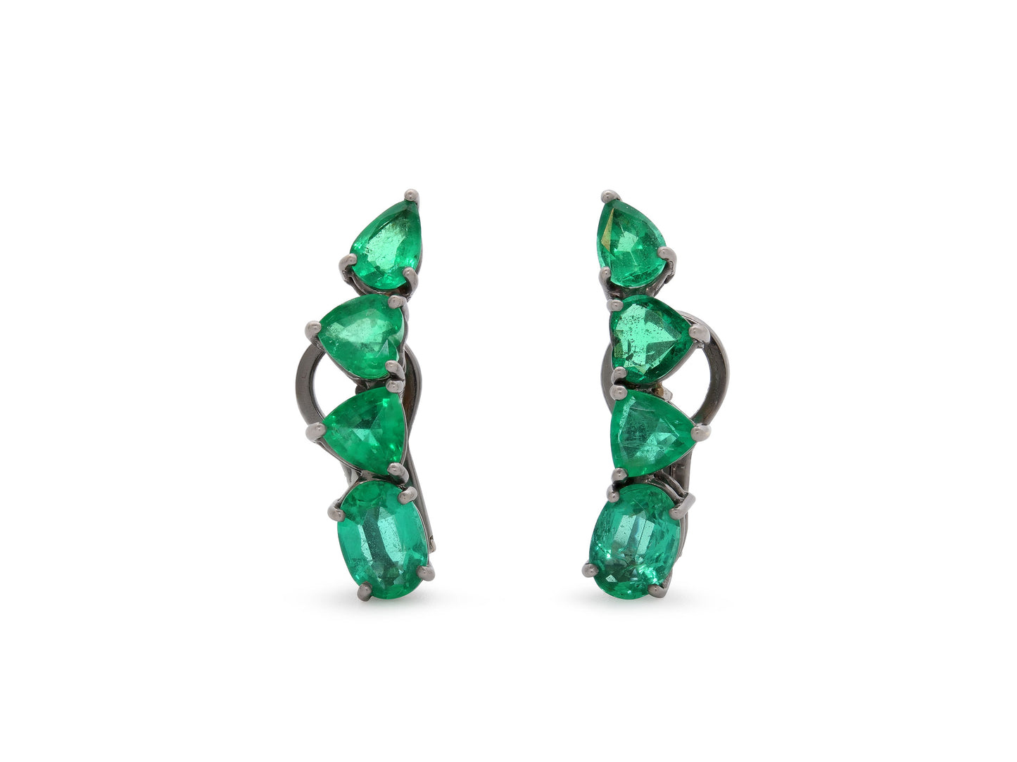 Jack Vartanian Emerald Earrings in 18K Blackened Gold