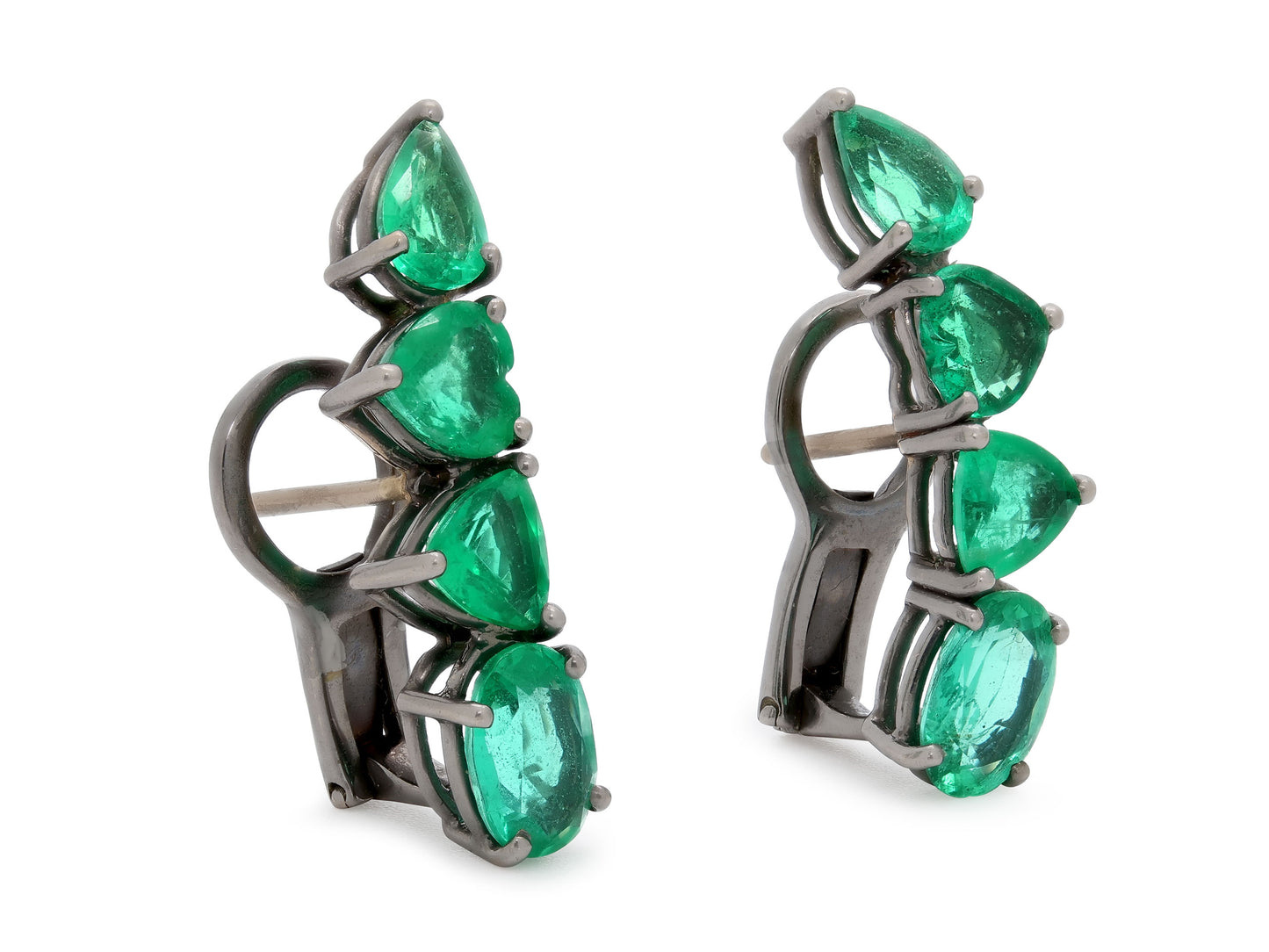 Jack Vartanian Emerald Earrings in 18K Blackened Gold