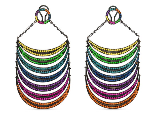 Solange Azagury-Partridge 'Black Rainbows' Diamond and Sapphire Earrings in 18K Blackened Gold