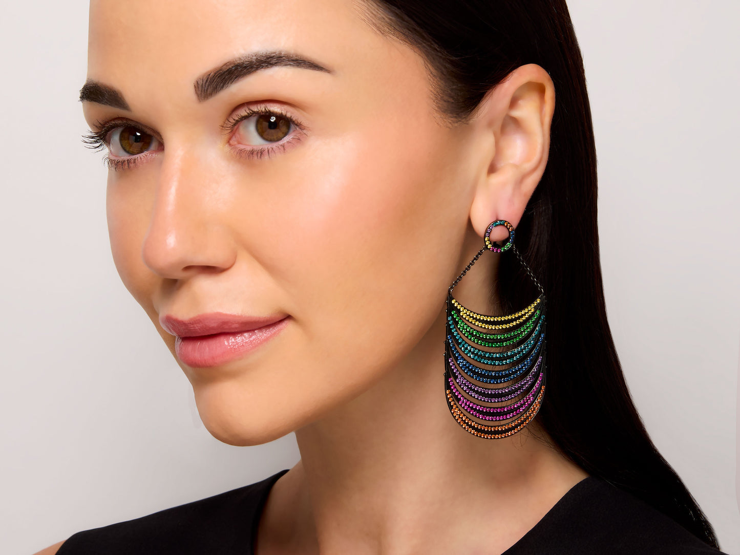 Solange Azagury-Partridge 'Black Rainbows' Diamond and Sapphire Earrings in 18K Blackened Gold