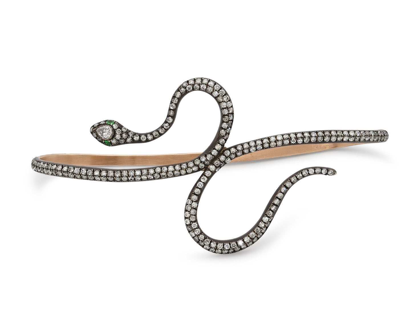 Diamond Snake Palm Bracelet in Silver over Gold