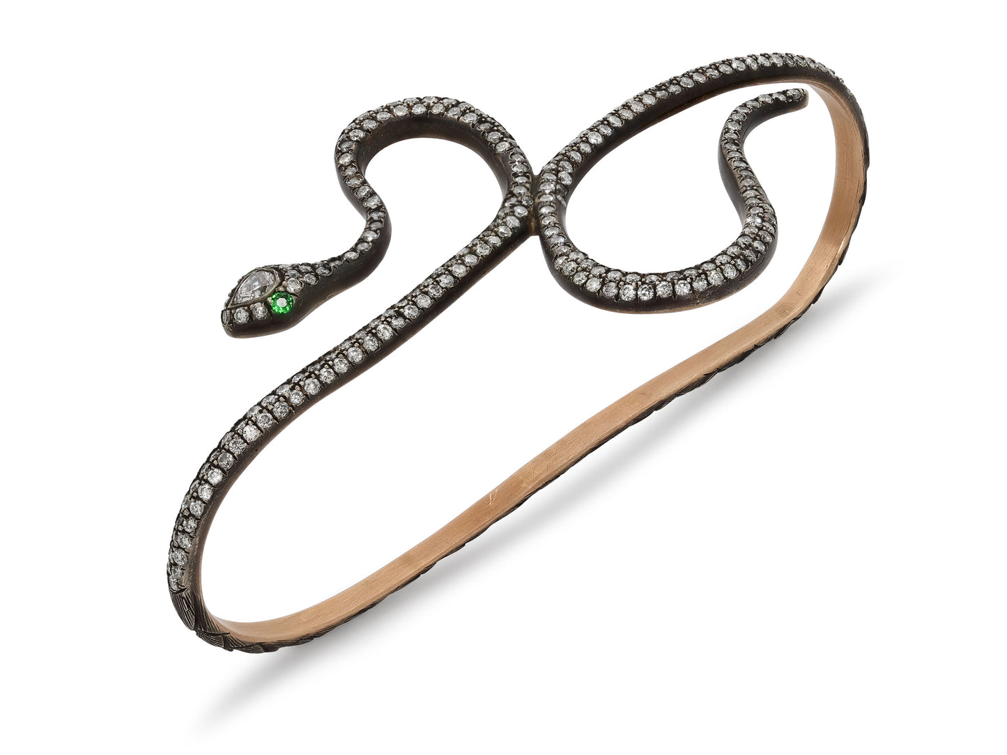 Diamond Snake Palm Bracelet in Silver over Gold