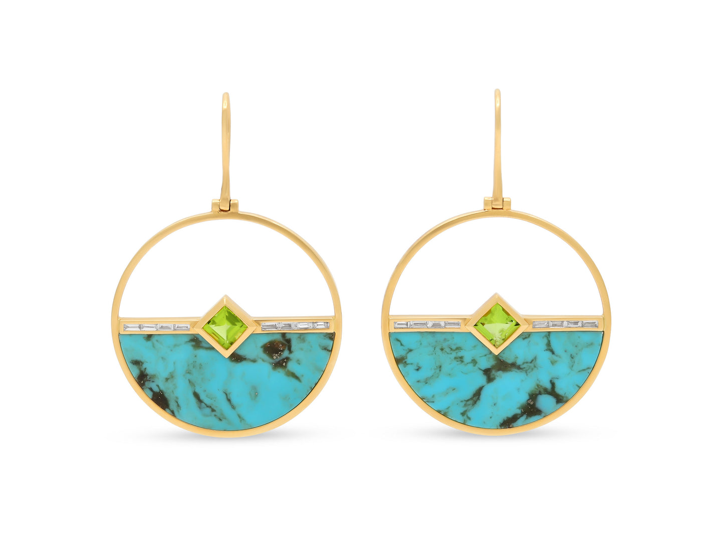 Emily P. Wheeler 'Horizon' Turquoise, Peridot and Diamond Earrings in 18K Gold