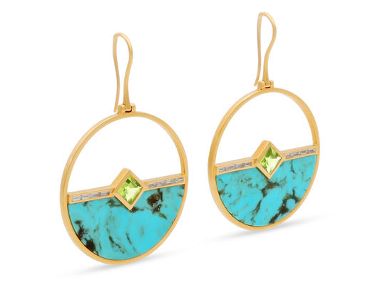Emily P. Wheeler 'Horizon' Turquoise, Peridot and Diamond Earrings in 18K Gold