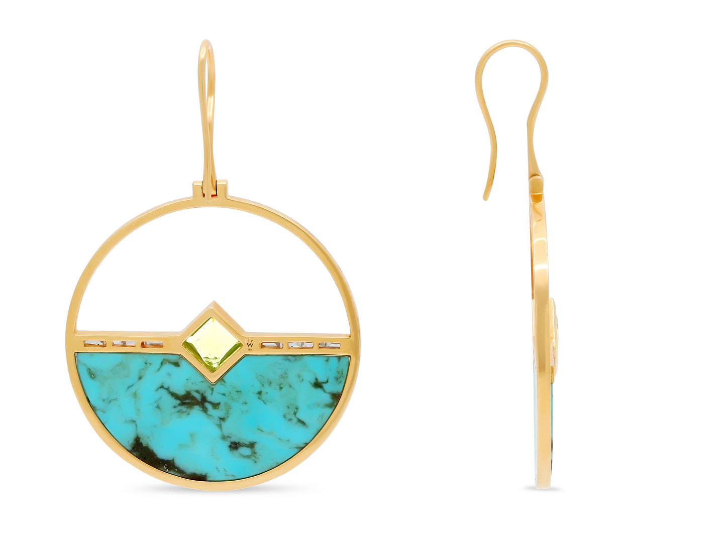 Emily P. Wheeler 'Horizon' Turquoise, Peridot and Diamond Earrings in 18K Gold