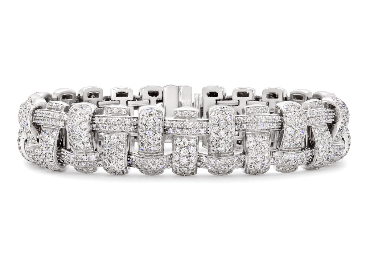 Woven Diamond Bracelet in 18K White Gold
