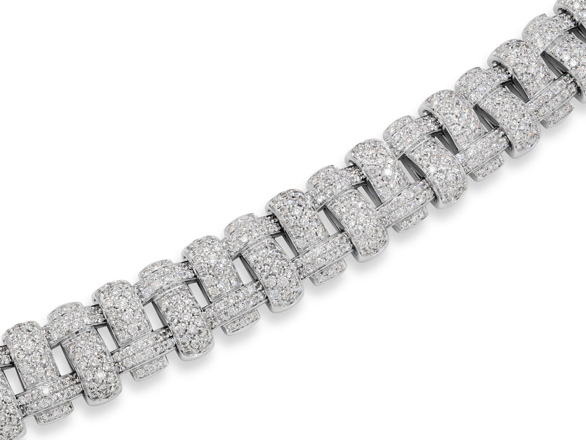 Woven Diamond Bracelet in 18K White Gold