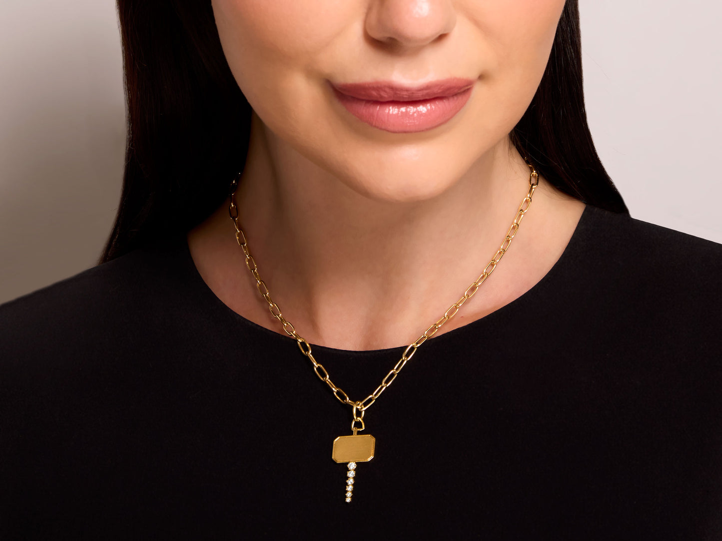 Jade Trau 'Catherine Key' Charm Pendant in 18K Gold