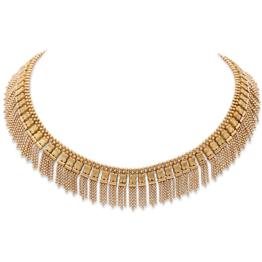 Mid-Century Etruscan-style Fringe Necklace in 18K Gold