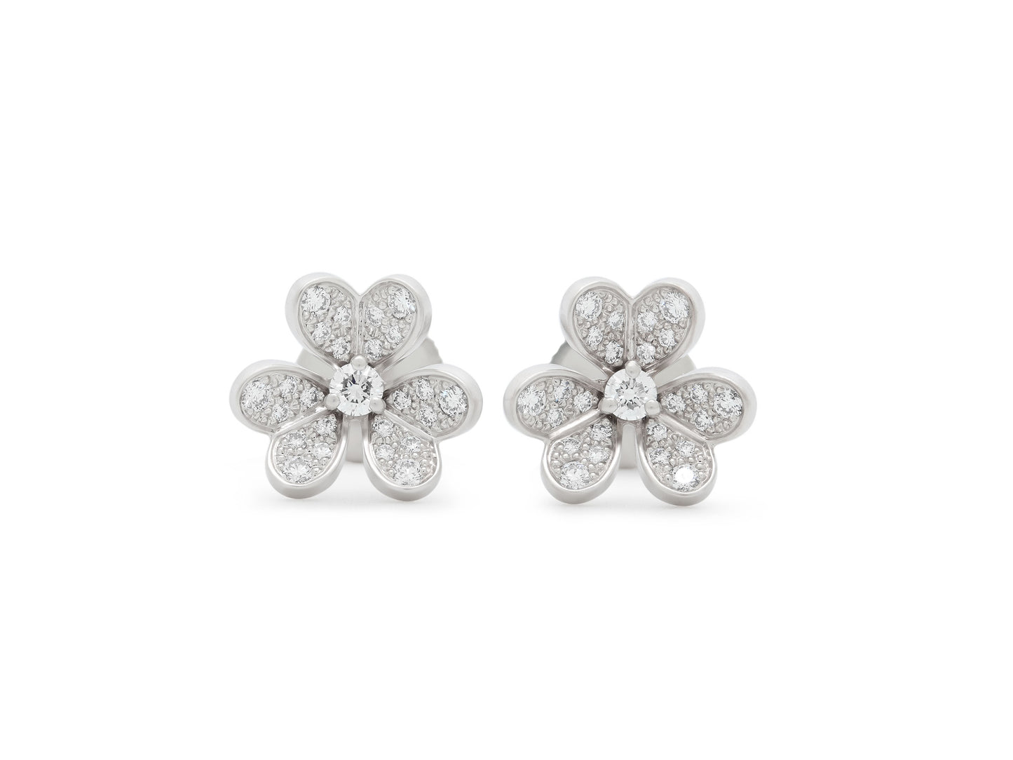 Van Cleef & Arpels 'Frivole' Diamond Earrings, Mini Model, in 18K White Gold
