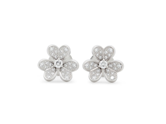 Van Cleef & Arpels 'Frivole' Diamond Earrings, Mini Model, in 18K White Gold