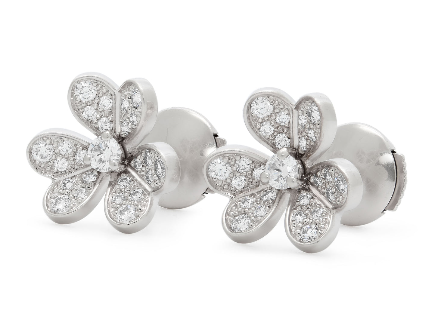 Van Cleef & Arpels 'Frivole' Diamond Earrings, Mini Model, in 18K White Gold