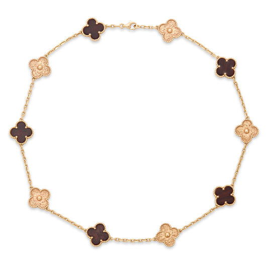 Van Cleef & Arpels 'Vintage Alhambra' Bois d'Amourette Necklace, 10 motifs, in 18K Rose Gold