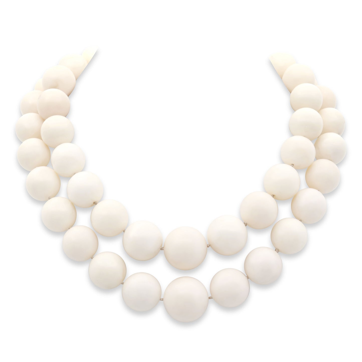 Pair of Nesting White Coral Bead Necklaces