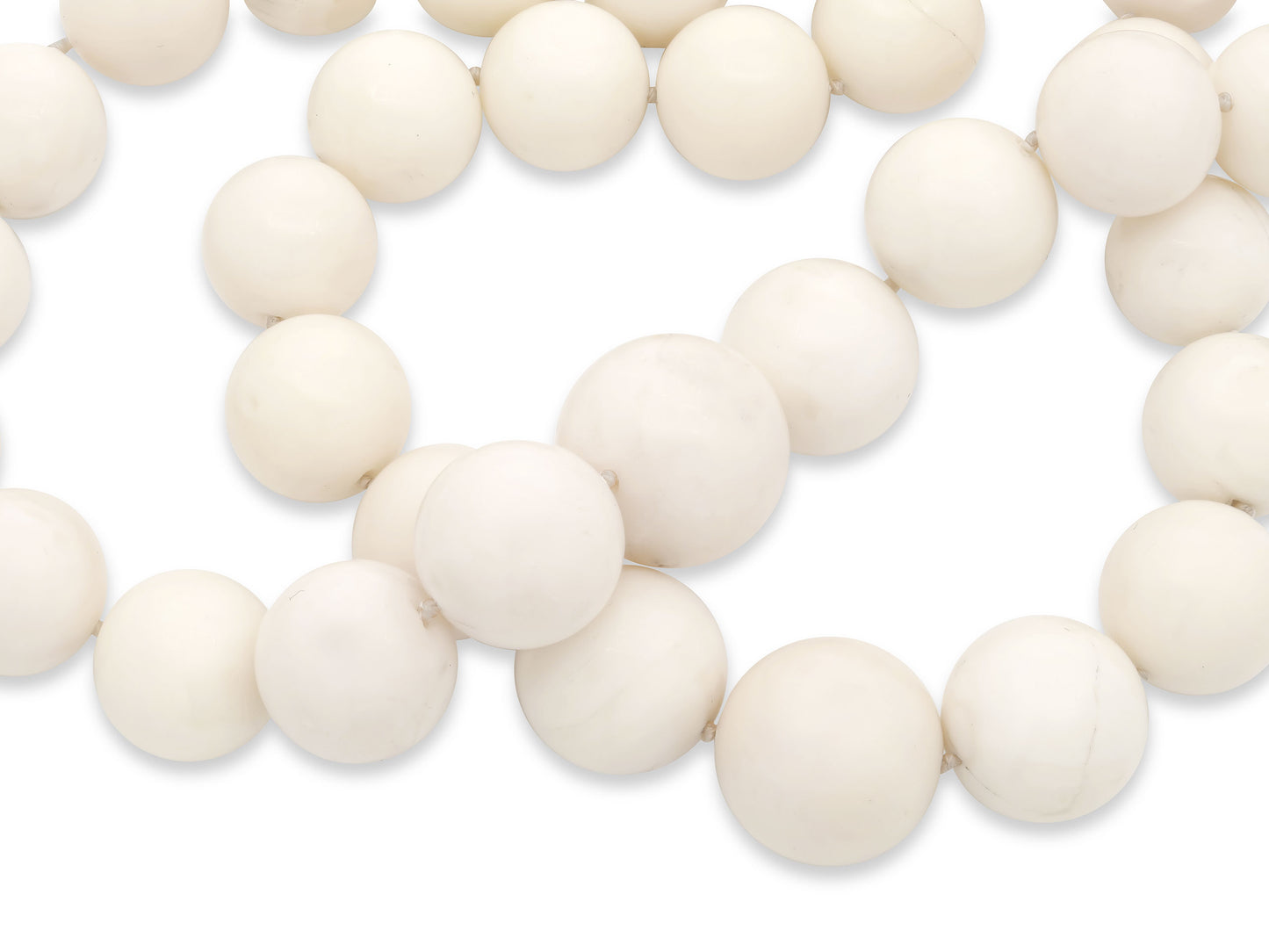 Pair of Nesting White Coral Bead Necklaces