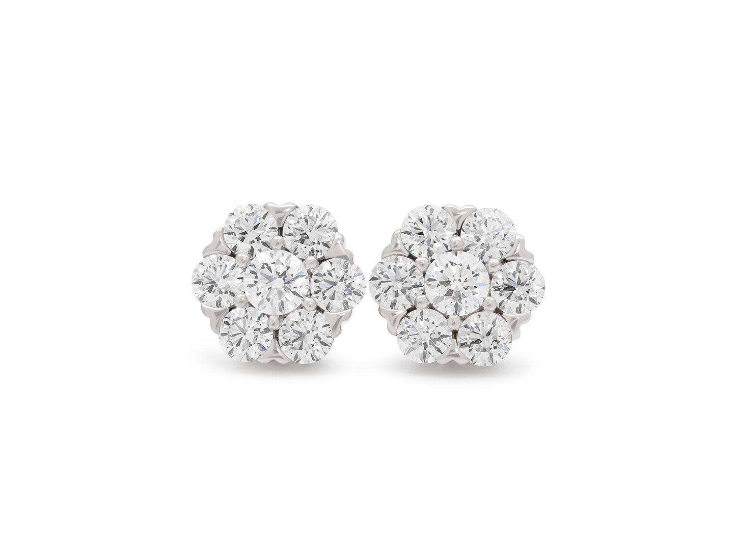 Beladora 'Bespoke' Floral Diamond Cluster Earrings in 18K White Gold