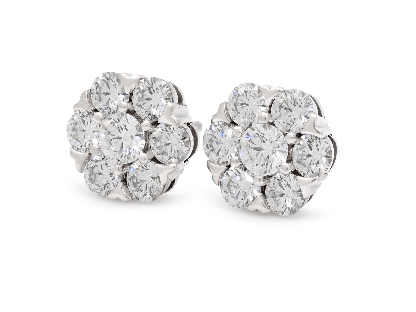 Beladora 'Bespoke' Floral Diamond Cluster Earrings in 18K White Gold