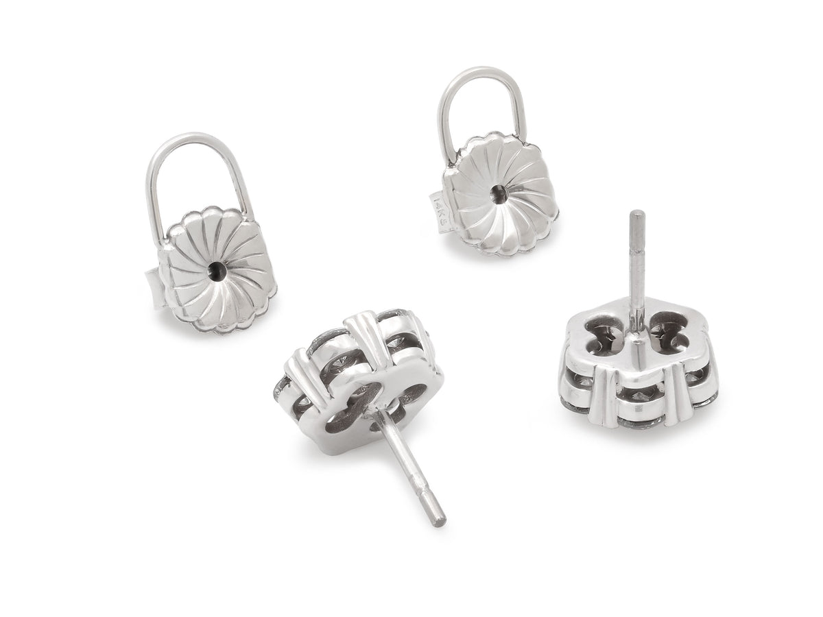 Beladora 'Bespoke' Floral Diamond Cluster Earrings in 18K White Gold