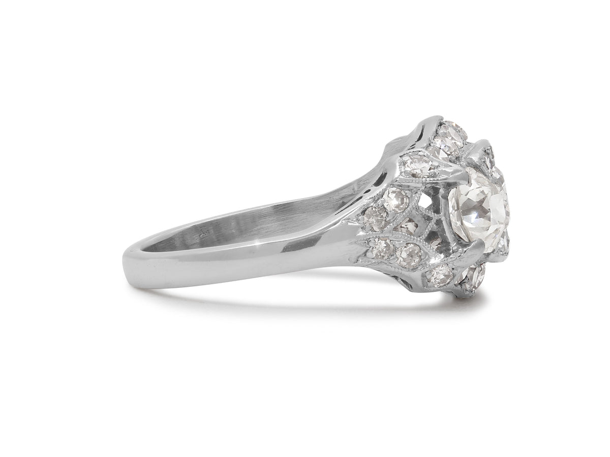 Art Deco Three Stone Diamond Ring in Platinum