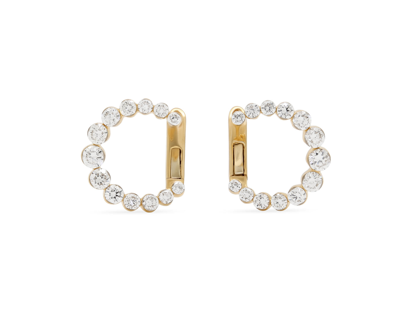 Front Back Diamond Earrings in 18K Yellow Gold