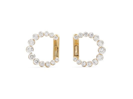 Front Back Diamond Earrings in 18K Yellow Gold