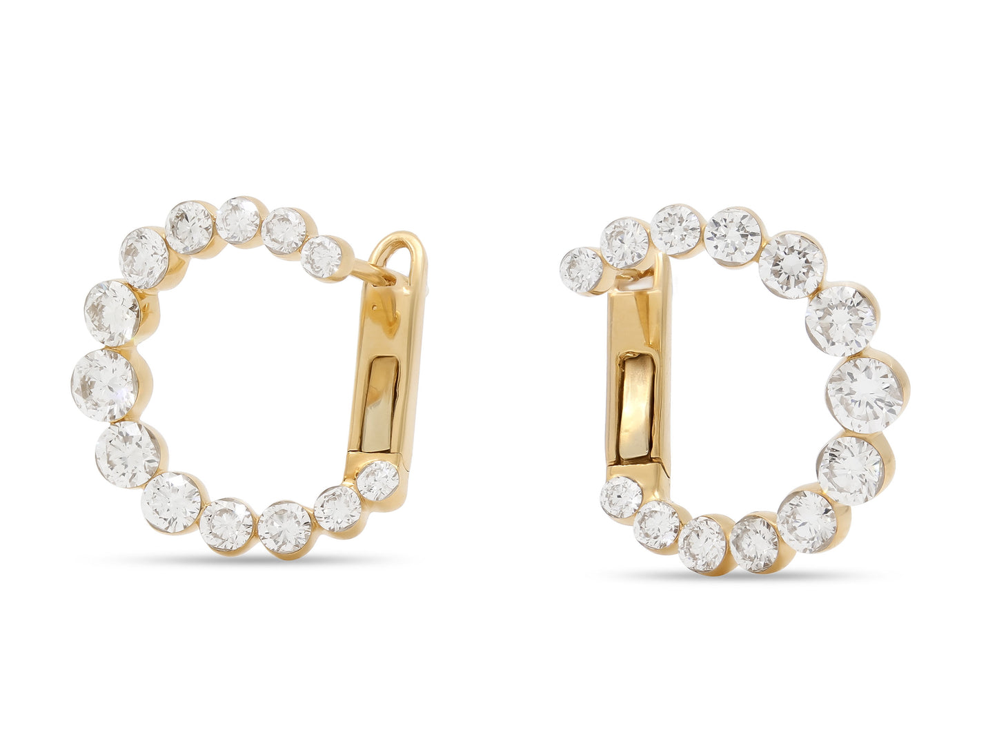 Front Back Diamond Earrings in 18K Yellow Gold