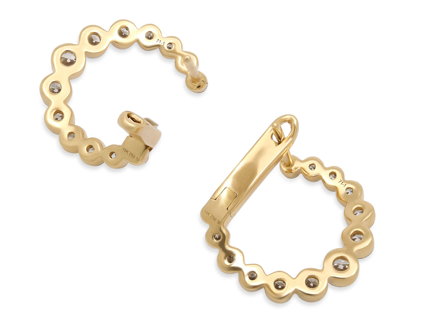 Front Back Diamond Earrings in 18K Yellow Gold